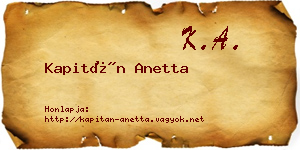 Kapitán Anetta névjegykártya